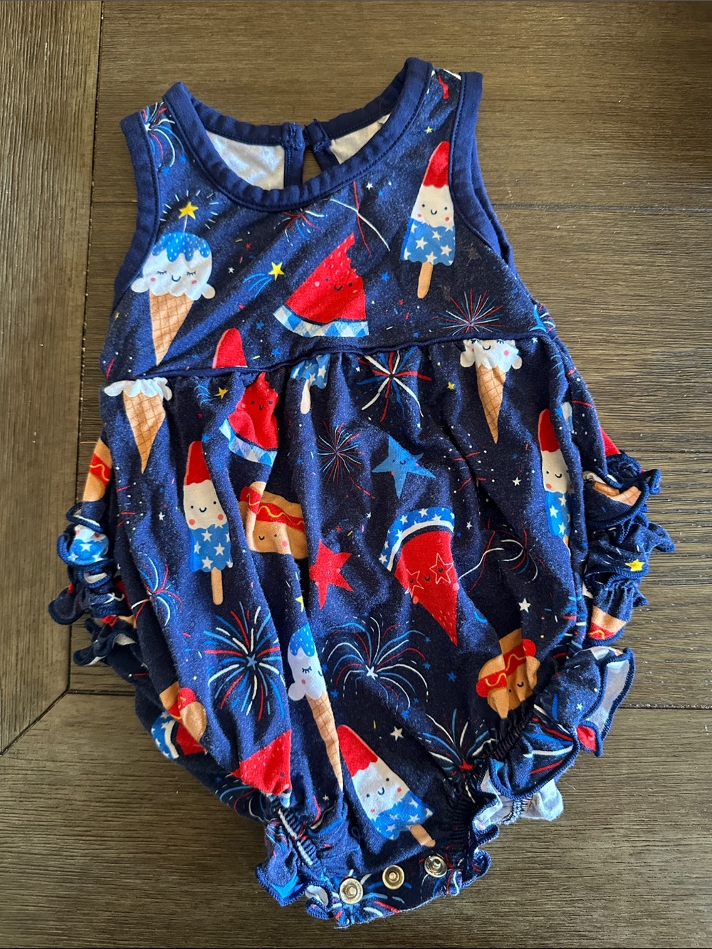 Little Sleepies Navy Red White & Blue Ice Cream Popsicle romper bodysuit